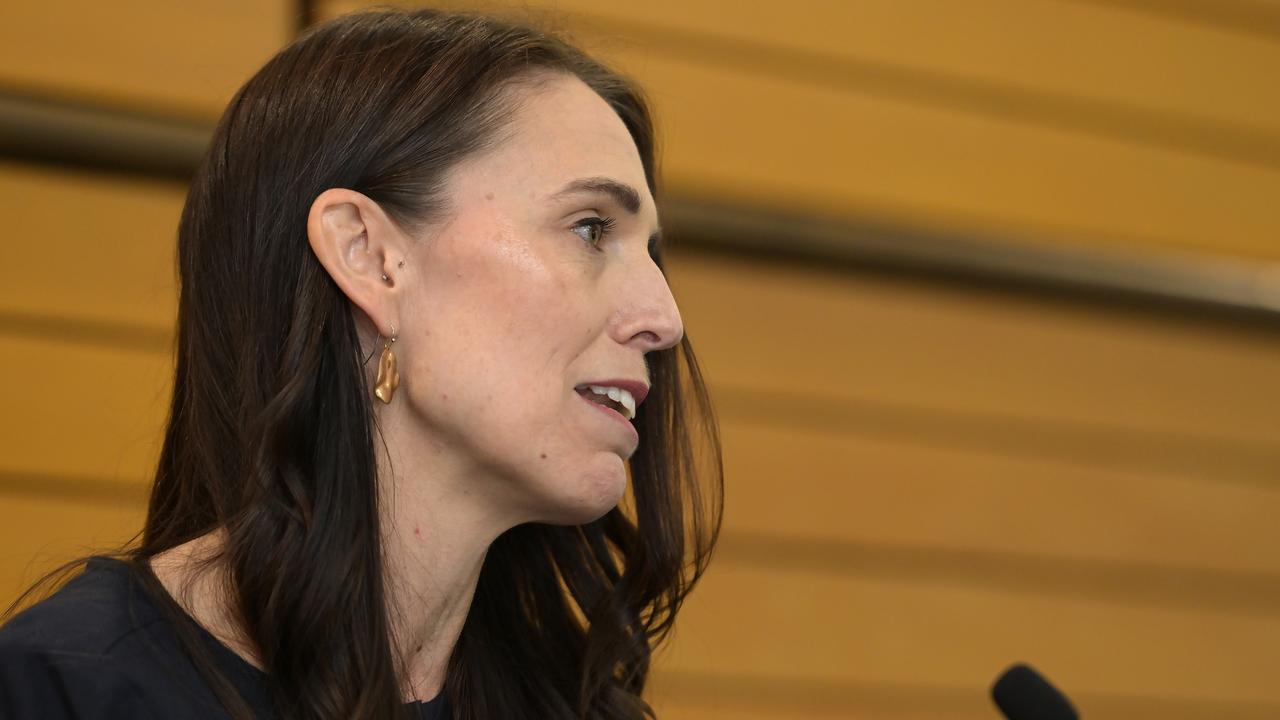 Prime Minister Jacinda Ardern choked back tears as she confirmed her resignation. Picture: Kerry Marshall