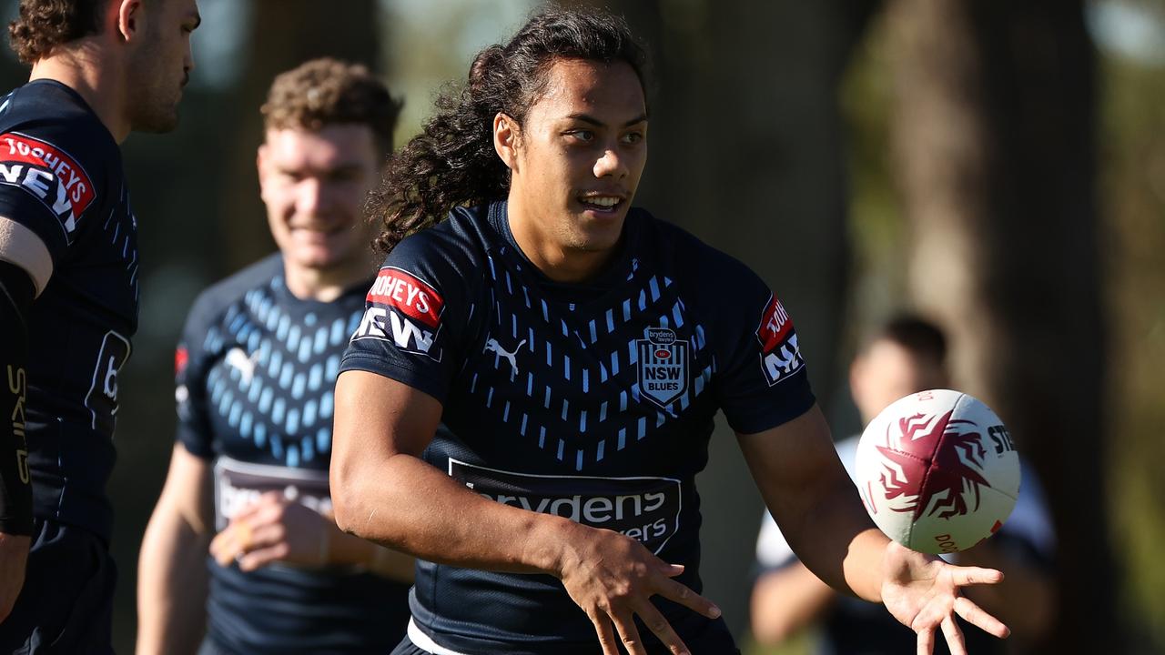 Jarome Luai admits the Blues need to follow Liam Martin’s lead and be more aggressive against the Maroons. Picture: Paul Kane/Getty Images