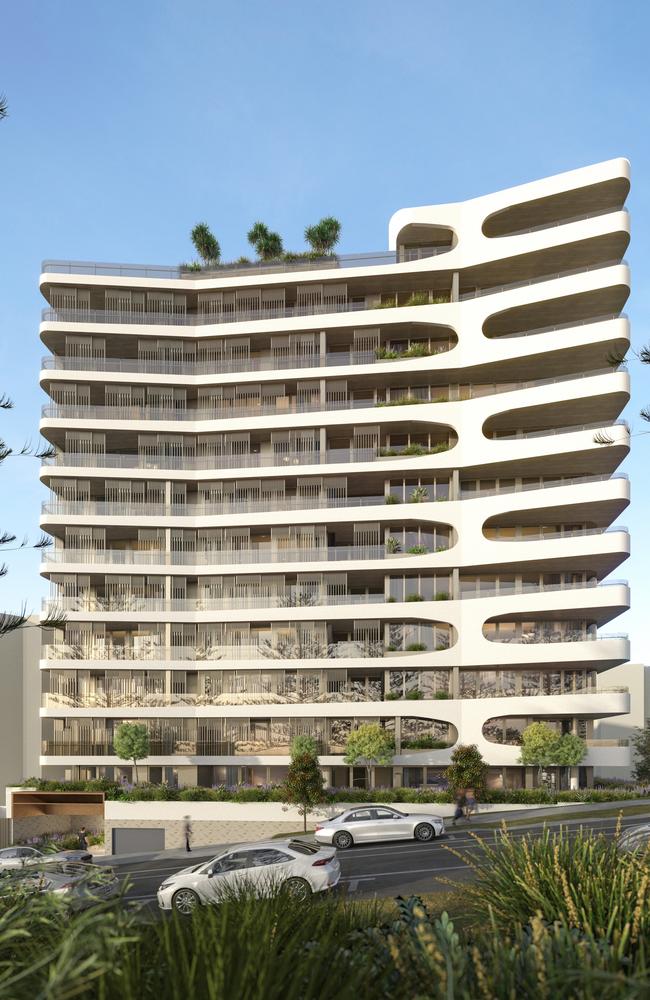 An artist impression of the 13-storey tower planned for 271 Boundary St, Coolangatta.