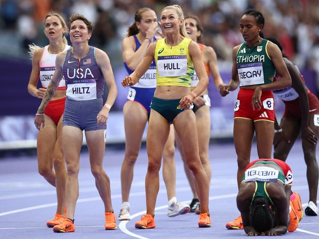 Hull was thrilled with her semi final performance. (Photo by Anne-Christine Poujoulat / AFP