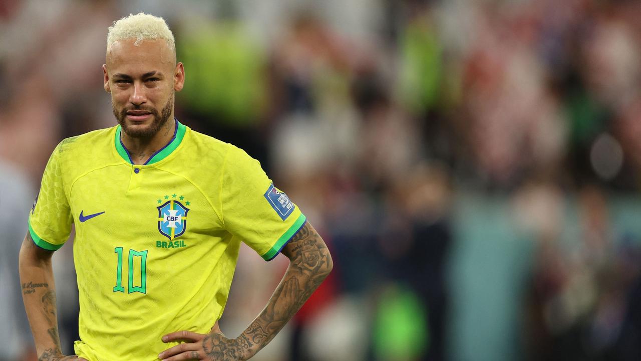 Brazil's forward #10 Neymar was in tears after losing their World Cup quarter-final against Croatia.