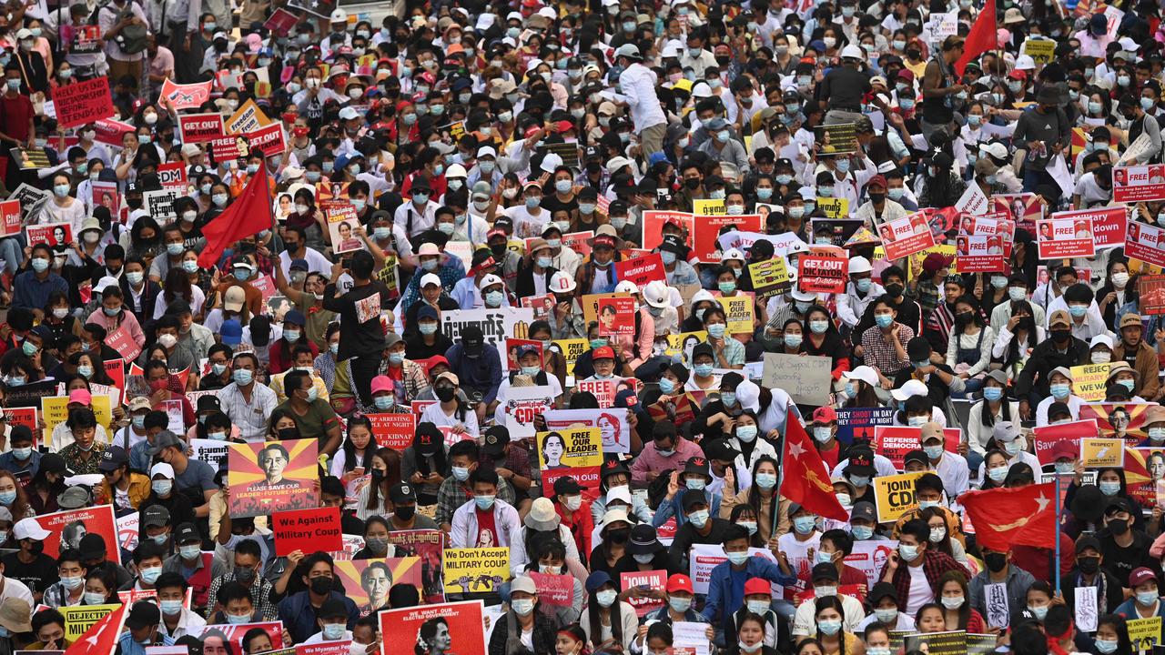 The protests on Wednesday were the nation’s biggest since the takeover. Picture: Sai Aung Main / AFP