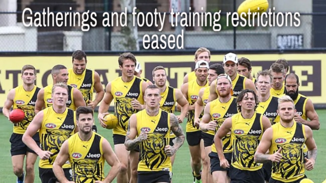 Gatherings and footy training restrictions eased