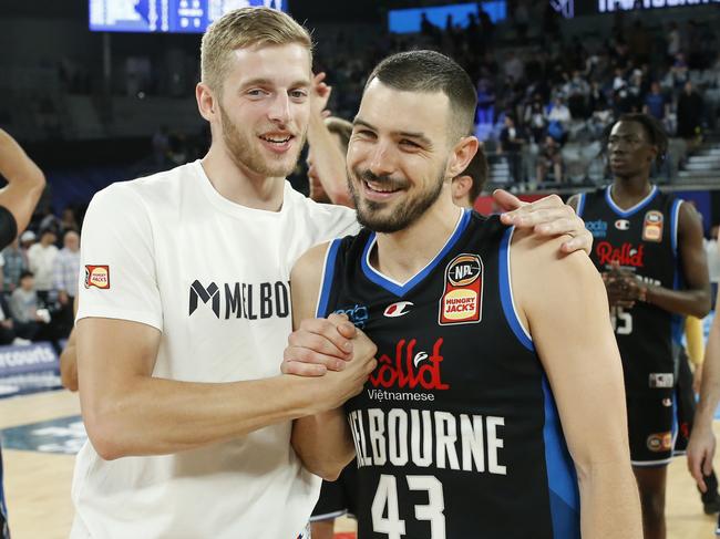 Jack White and Chris Goulding love the banter in the United camp. Picture: Getty Images