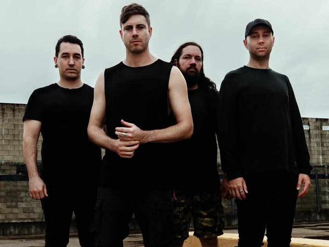 In Hearts Wake – Jake Taylor, Eaven Dall and Ben Nairne, Conor Ward – have caused headbanging since 2006. Picture: Supplied.