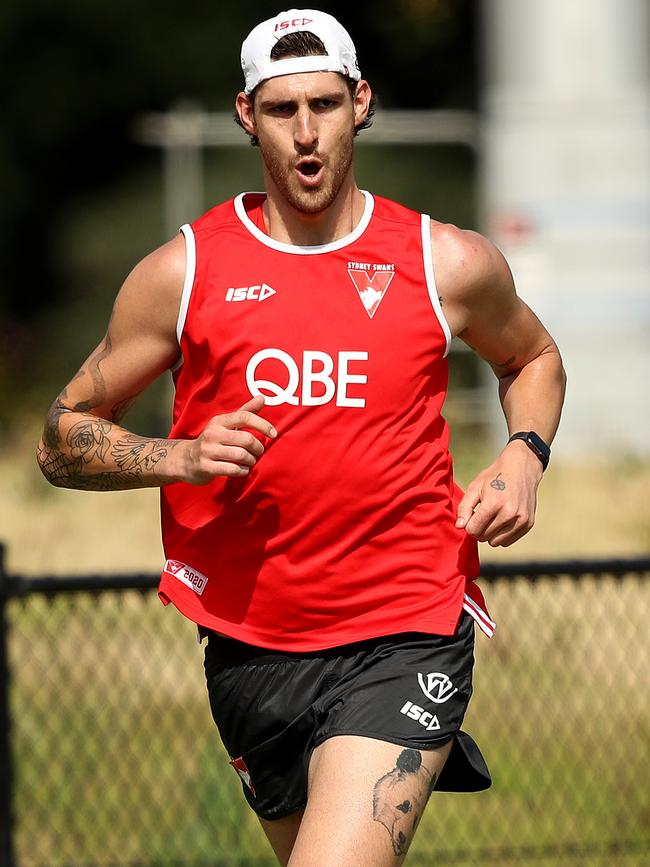 Sam Naismith during the Sydney Swans full squad first day of pre season training. Picture. Phil Hillyard