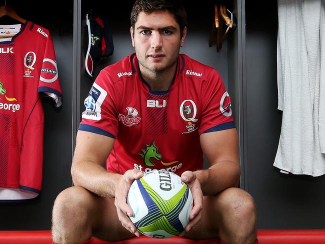 Reds star Rob Simmons in the old Ballymore dressing room. Pics Tara Croser.