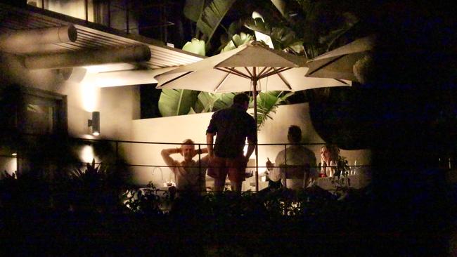 Pictures of Karl Stefanovic and Jasmine Yarbrough at the house in Palm Beach late on Saturday night after their commitment ceremony. Picture: Steve Tyson