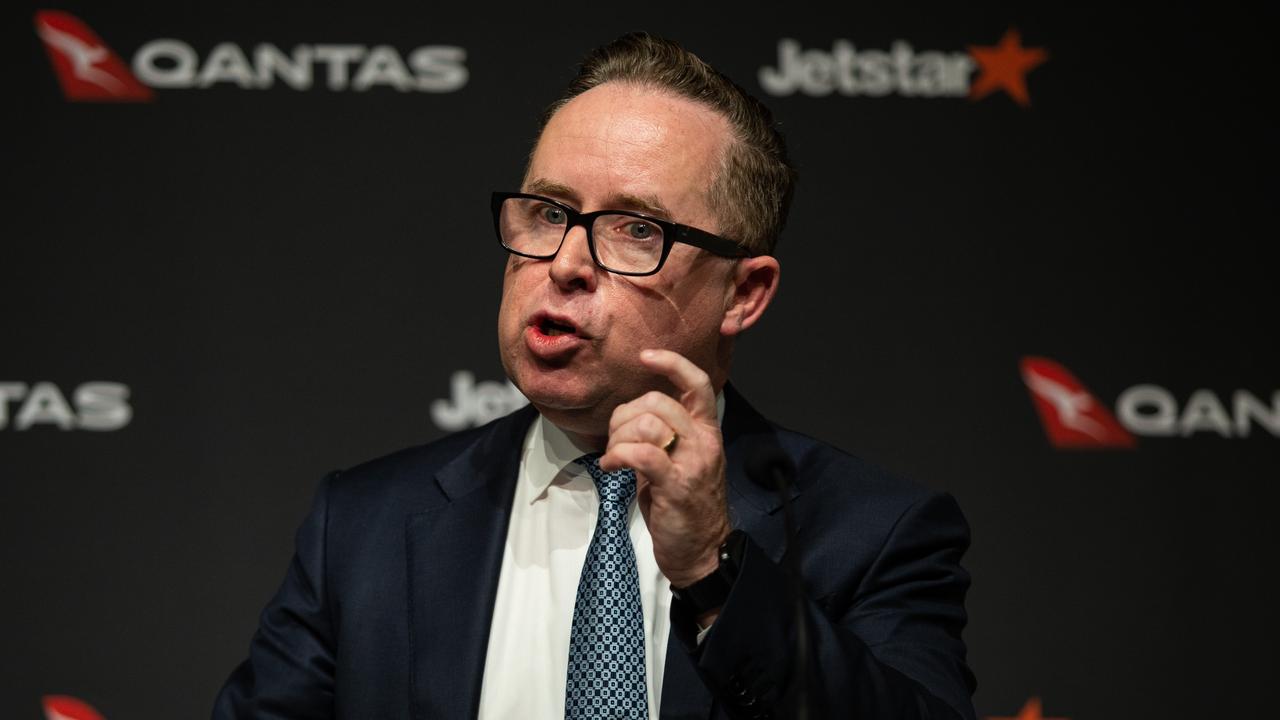 Over and out....Alan Joyce at Qantas HQ in Mascot. Picture: NCA NewsWire / Christian Gilles