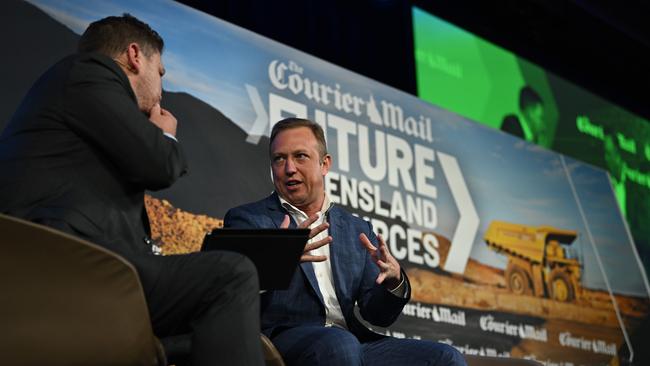 Steven Miles Premier of Queensland, interviewed by Chris Jones, Editor, The Courier-Mail, during the Future Resources 2024 lunch at the Brisbane Convention Centre. pic: Lyndon Mechielsen/Courier Mail