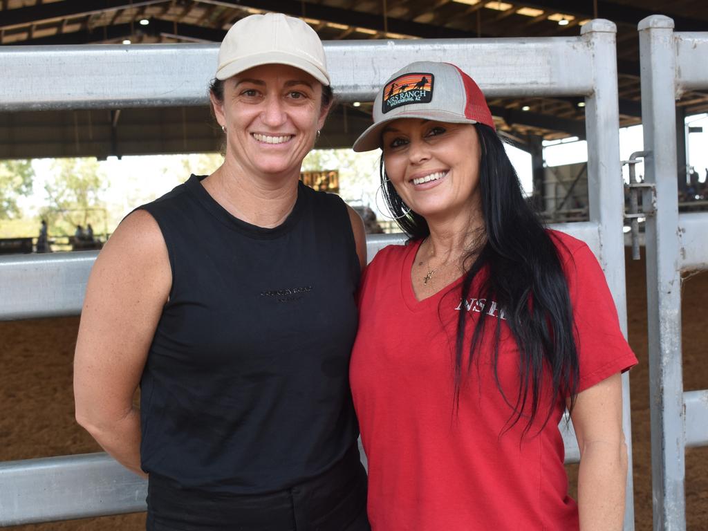 Yeppoon's Kristy Leahy and Taylor Christies from the Aussie Cowboy Network at the APRA National Finals Rodeo at CQLX Gracemere on November 9, 2024.