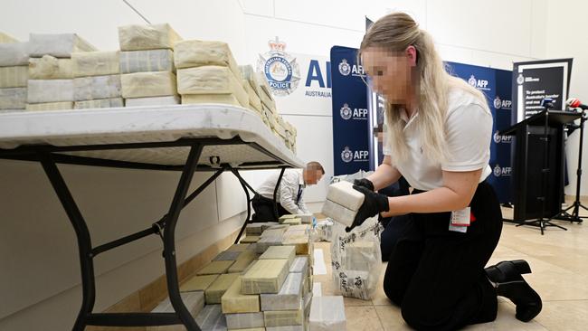 Police say more than 330kg of heroin were discovered inside concrete blocks. Picture: Dan Peled / NCA NewsWire