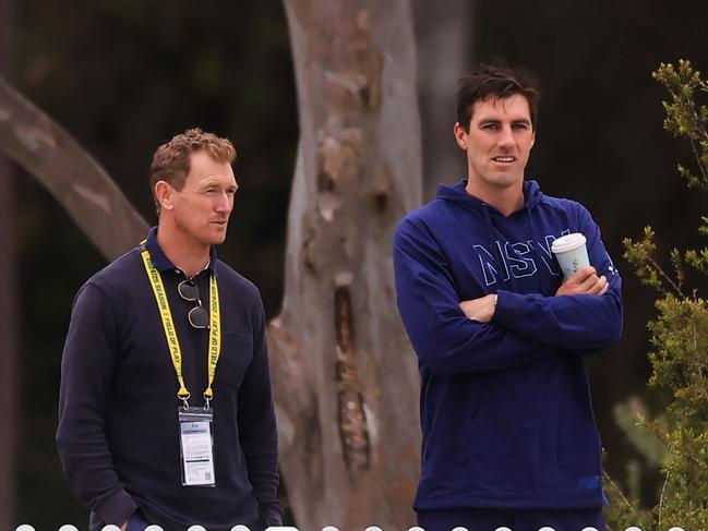 Australia’s chief selector George Bailey and Pat Cummins. (Photo by Mark Evans/Getty Images)