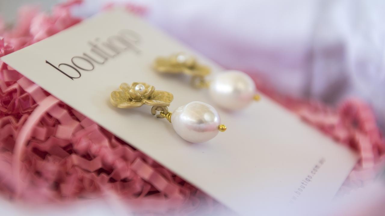 To celebrate the launch of her new business Boutiqo, owner Jess Hayes will be giving a pair of handmade pearl earrings away to a lucky Instagram follower and their friend of choice. Picture: Kevin Farmer