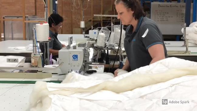 Quilt making at the West Gosford factory of Bambi Enterprises