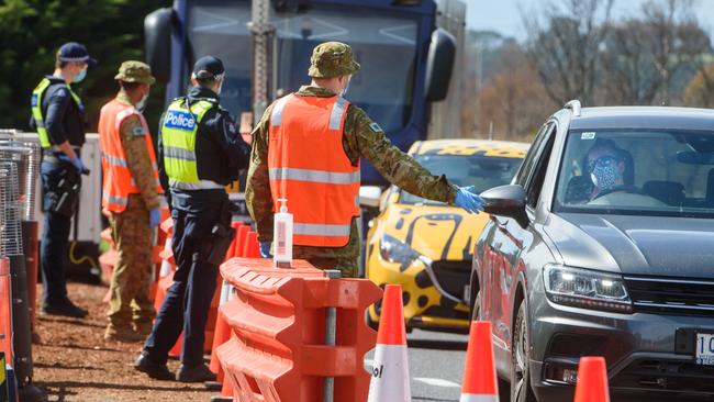 A road block on the Calder Freeway. Picture: Jay Town