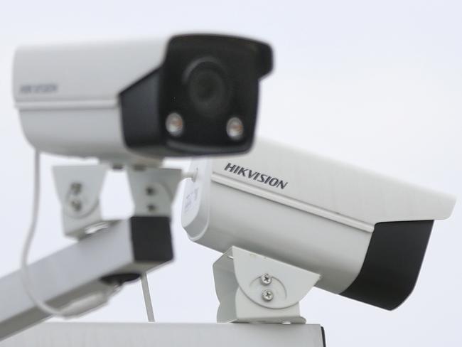 GUANGYUAN, CHINA - JULY 31: Hikvision security cameras are seen on July 31, 2020 in Guangyuan, Sichuan Province of China. (Photo by VCG/VCG via Getty Images)