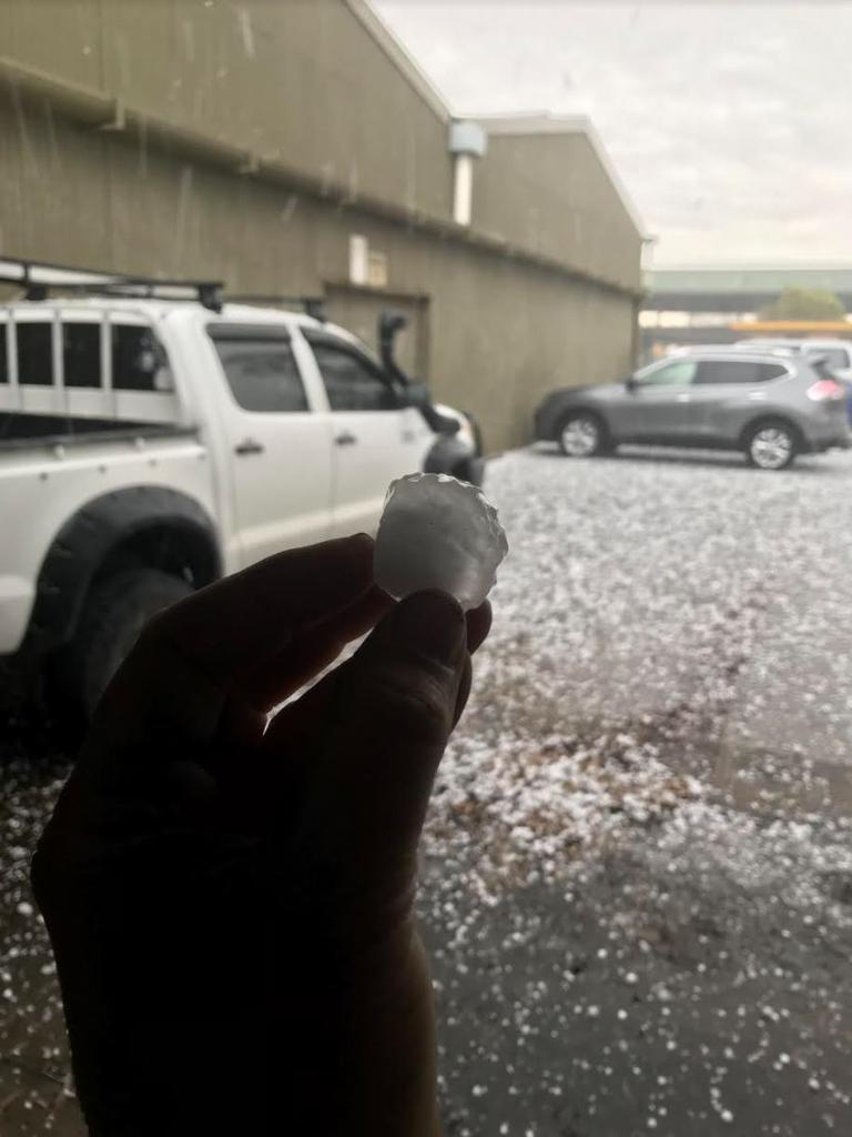 Large hailstones today at Burton . Picture: Lyle Rankin