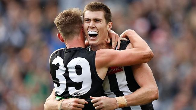 Collingwood’s Mason Cox kicked two crucial goals.