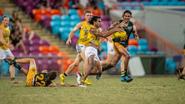 Adrian Scott in the Nightcliff vs St Mary’s 2023-24 NTFL major semi final. Picture: Pema Tamang Pakhrin