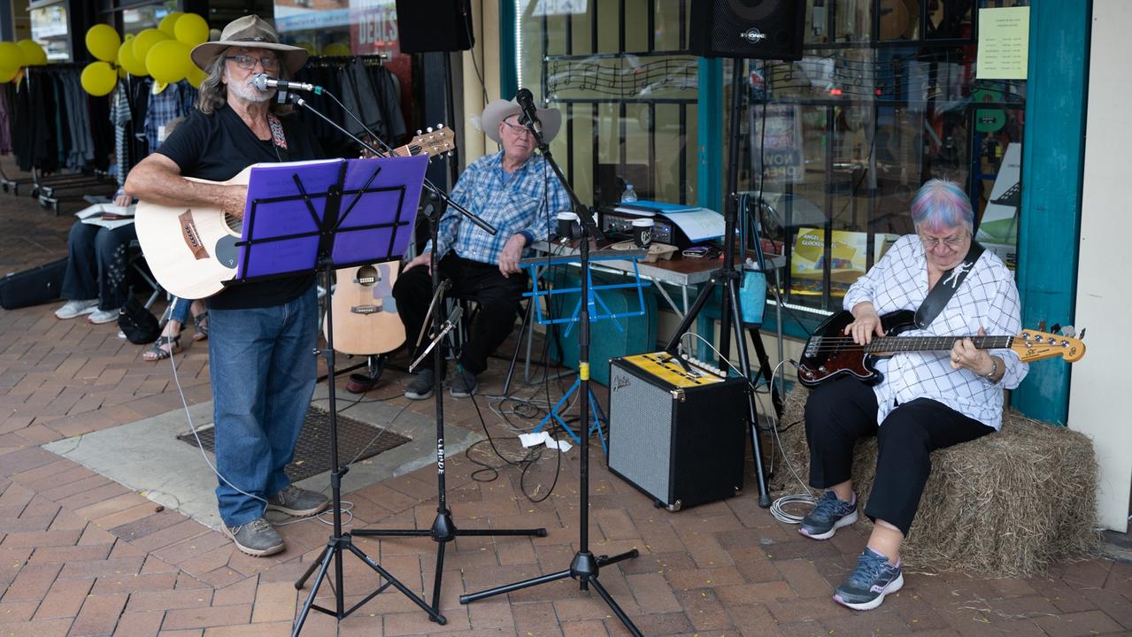 One of the busking bands playing on Mary St as part of Buskers on Mary in Gympie. August 18, 2023. Picture: Christine Schindler