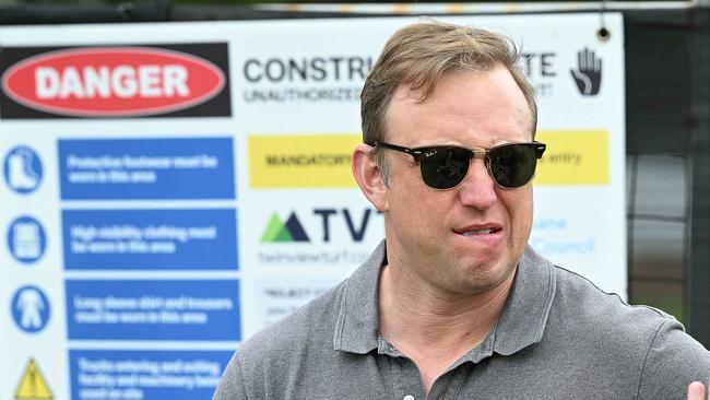 Premier Steven Miles faces the media following a huge swing in weekend by-elections. Picture: Lyndon Mechielsen/The Australian