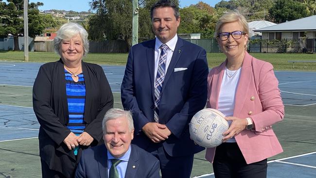 Liz King CHNA, Deputy PM Michael McCormack, Member for Cowper Pat Conaghan, Coffs Harbour Mayor Denise Knight at the announcment $1.8 million will be spent upgrading Vost Park.