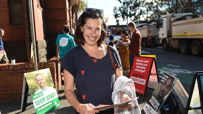 Hanna Davis voting early at a voting centre in Abbotsford. Picture: Josie Hayden