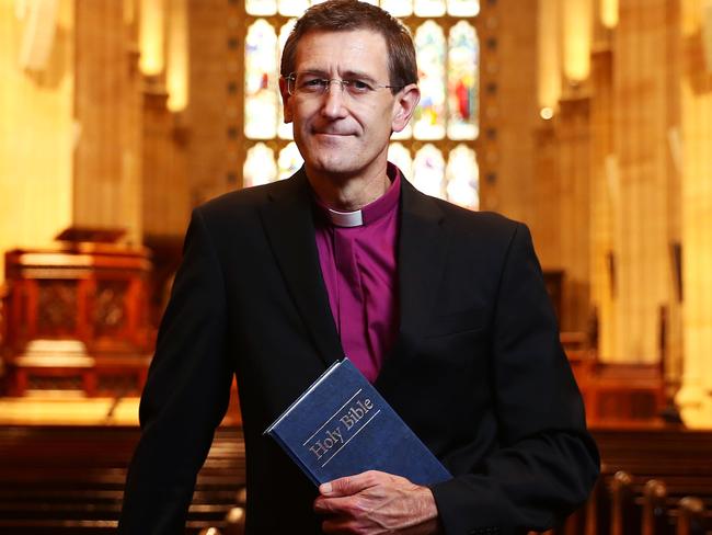 16/4/19: Anglican Bishop Michael Stead at St Andrews Cathedral in Sydney. Michael Stead is the Bishop of South Sydney and Chairman of the religious freedom reference committee for Sydney Diocese. John Feder/The Australian.