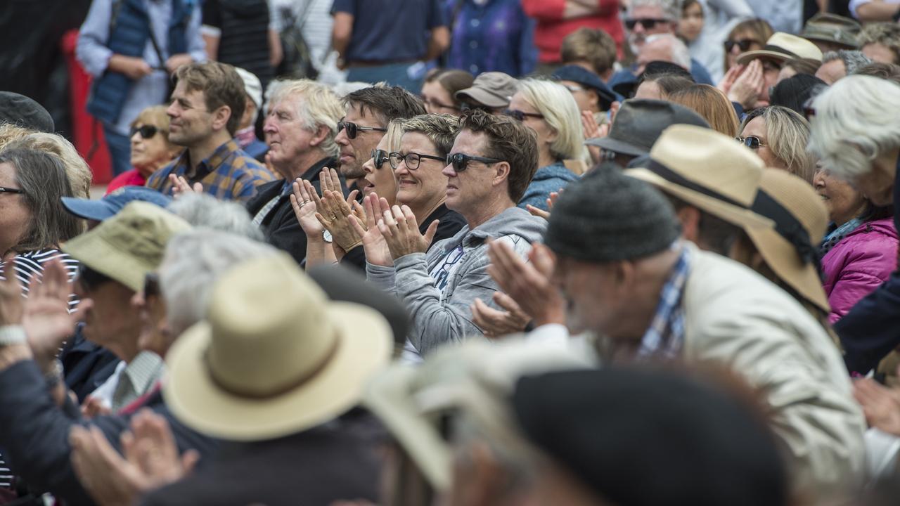 MANLY DAILY/AAP. Crowd applauds the Sydney Conservatorium Jazz Orchestra during their set at the Manly Jazz Festival at Manly on Saturday, 5 October, 2019. The Manly Jazz Festival is an annual event that sees Jazz music lovers flock to the Northern Beaches. (AAP IMAGE / Troy Snook)