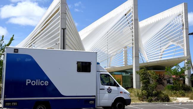 A police caravan has been set up at the centre. Picture: Nicole Garmston