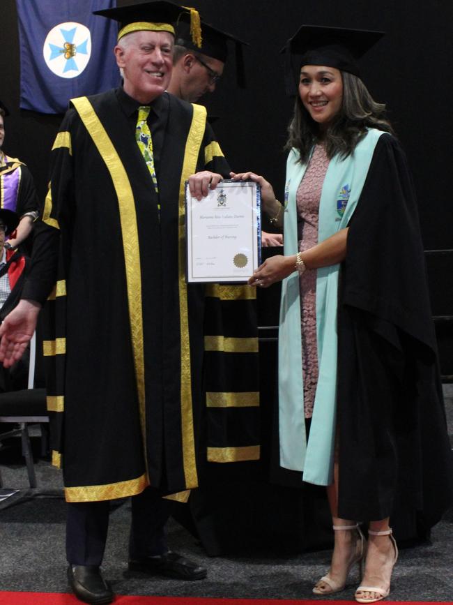 Marianne Duenas graduated with a Bachelor of Nursing at the CQUniversity graduation ceremony in Bundaberg on December 14, 2023.