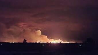 Fire fills the sky in Columboola, early hours of Thursday morning. February 16, 2023. Picture: contributed/Richie Talbot