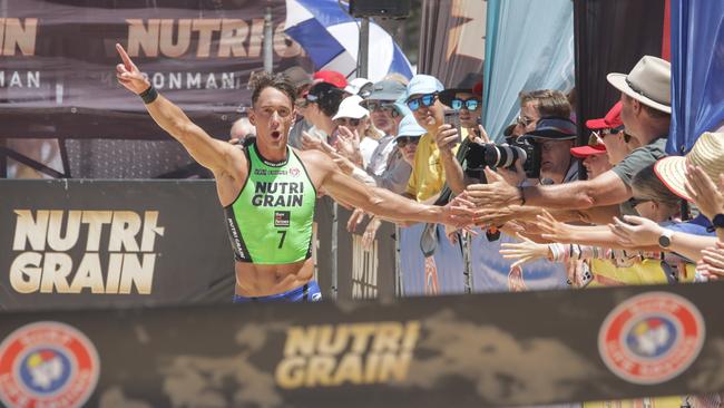 Ali Day on his way to winning the Nutri-Grain iron opening round at Manly. Pic: Supplied