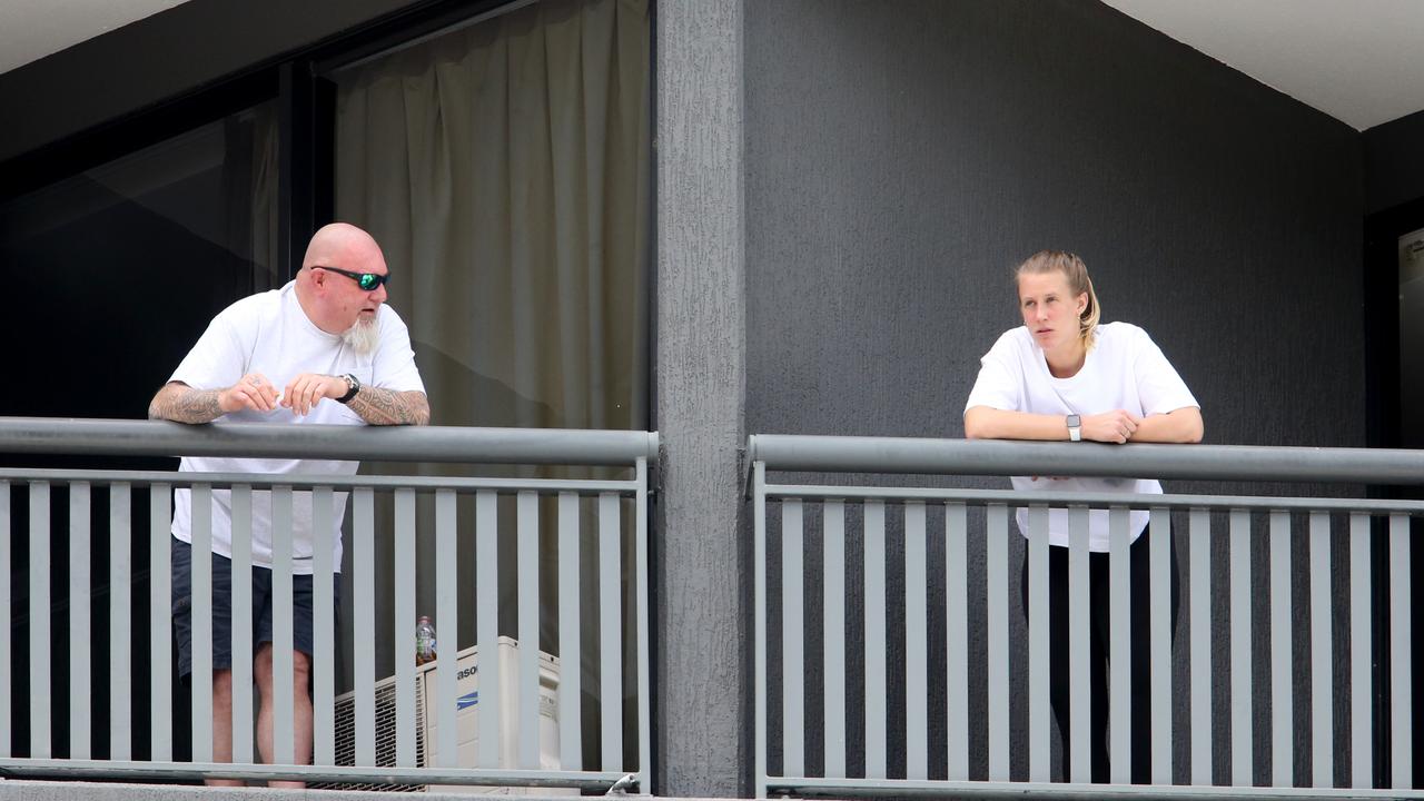 Visitors in hotel quarantine in Brisbane. Picture: Steve Pohlner