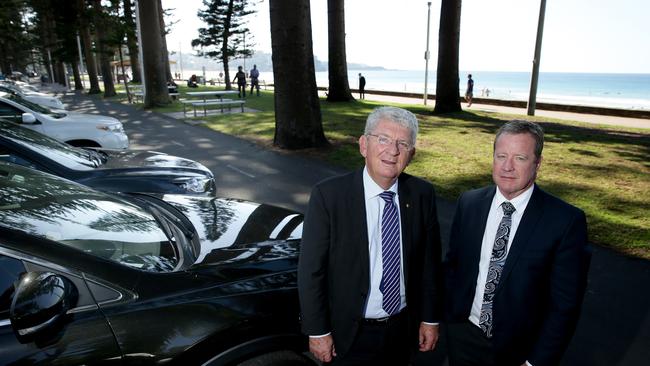 Northern Beaches administrator Dick Persson is making widespread changes to beach parking, pictured with interim GM Mark Ferguson. Picture: Annika Enderborg.