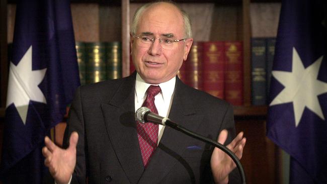 Prime Minister John Howard during a 2003 press conference in Sydney over ONA's lack of report to government on the unlikelihood of Iraq having weapons of mass destruction that led to recent Gulf War. Picture: Erica Harrison.