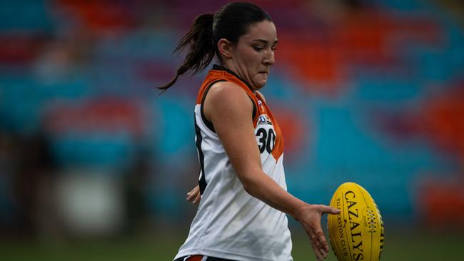 Ruby O’Dwyer as the NTFL Buffaloes' women side beat the Essendon Bombers. Picture: Pema Tamang Pakhrin