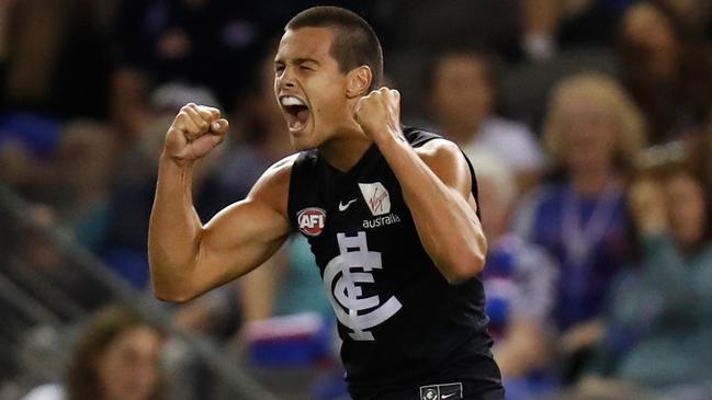 Could Jack Silvagni push into the midfield? Picture: AFL Photos 