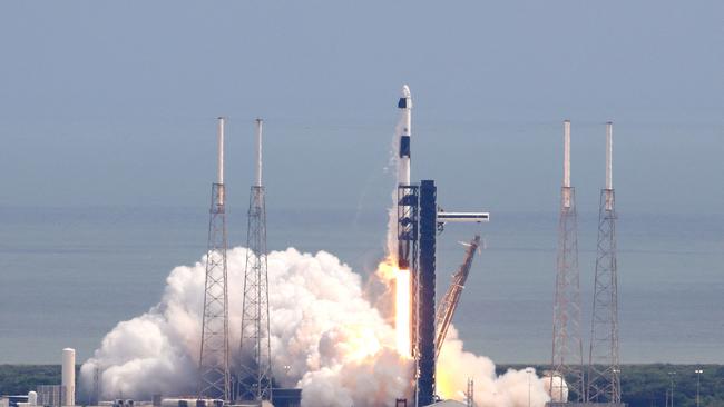 A SpaceX Falcon 9 rocket with Expedition 72 astronauts lifts off from Cape Canaveral on Sunday. Picture: AFP