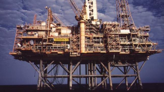 Goodwyn 'A' offshore gas production platform in North West Shelf Western Australia.