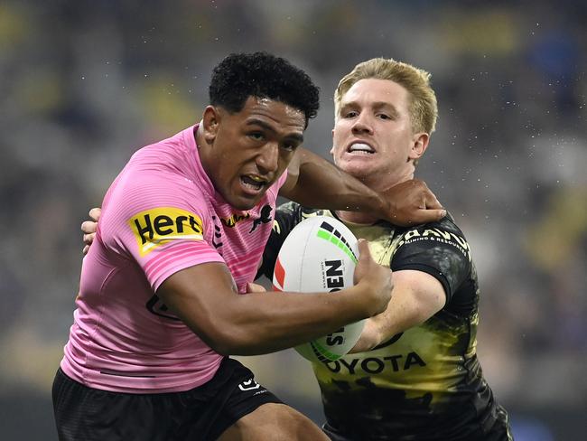 Penrith back Paul Alamoti has recorded one of the fastest speeds in the NRL this season. Photo by Ian Hitchcock/Getty Images.