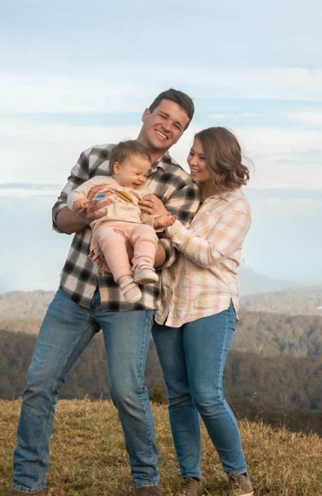 Bindi Irwin and Chandler Powell with Grace. Picture: Instagram