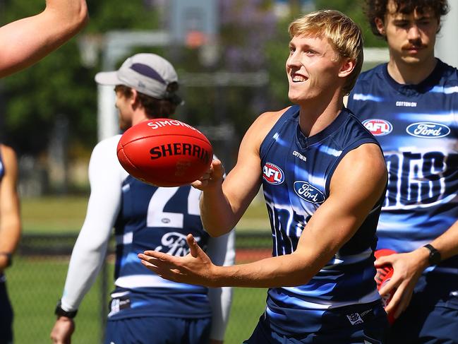 Mitch Knevitt at Geelong Cats training. Picture: Alison Wynd