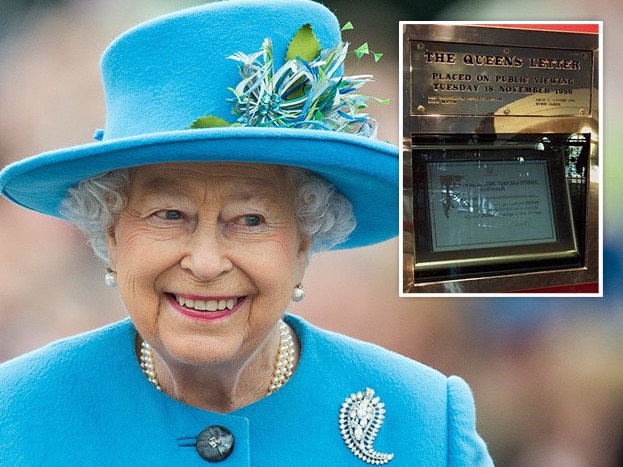 The Queen’s letter (inset) is sealed behind glass and cannot be opened until 2085.