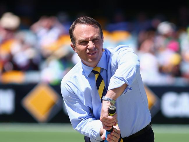 BRISBANE, AUSTRALIA - NOVEMBER 22:  Former Australian Batsman Michael Slater commentates for Channel Nine during day two of the First Ashes Test match between Australia and England at The Gabba on November 22, 2013 in Brisbane, Australia.  (Photo by Ryan Pierse/Getty Images)