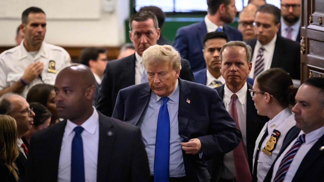 Former US President Donald Trump leaves for a lunch break during his civil fraud trial at the New York State Supreme Court in New York City on October 2, 2023. Picture: AFP.