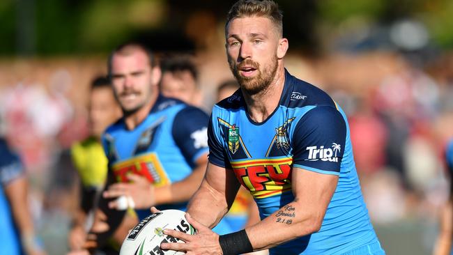 Bryce Cartwright of the Titans in action during the Round 3 NRL match between the Gold Coast Titans and the St George-Illawarra Dragons at Clive Berghofer Stadium in Toowoomba, Queensland, Sunday, March 25, 2018. (AAP Image/Darren England) NO ARCHIVING, EDITORIAL USE ONLY