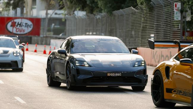 Porsche's Taycan Turbo GT at the Adelaide 500. Picture: Brey Fuentes Films