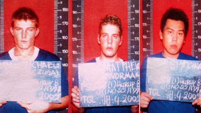 Bali police mugshots of three Bali Nine heroin mules who may die in prison (left to right), Michael Czugaj, Matthew Norman and Si Yi Chen.